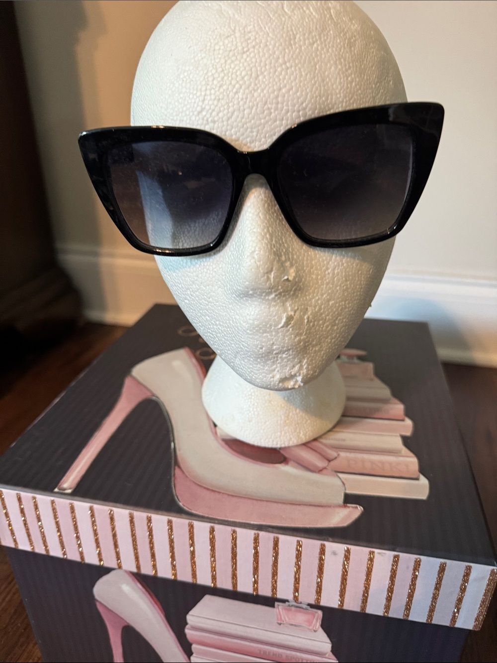 H by Halston Black Cat-Eye Sunglasses with Gradient Lenses